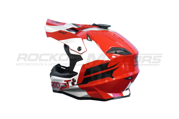 Шлем мото кроссовый ROCKOT (Рокот) RM-217 Crimson GL (XXL) (красный/белый/серый глянцевый) | Мототека