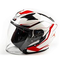 Шлем мото открытый GTX 278 (L) #3 WHITE/RED BLACK (2 визора)