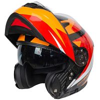 Шлем мото модуляр GTX 550 (L) #2 BLACK/WHITE ORANGE RED (2 визора)