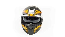 Шлем мото интеграл GTX 5672 (XL) #2 BLACK/FLUO ORANGE GREY (2 визора)